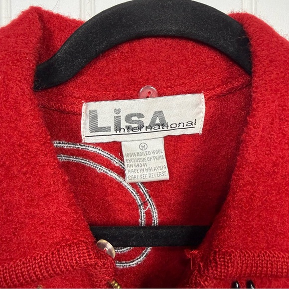 Vintage Lisa International Jacket Size Medium 100% Boiled Wool Zip Black Panther - Picture 4 of 12